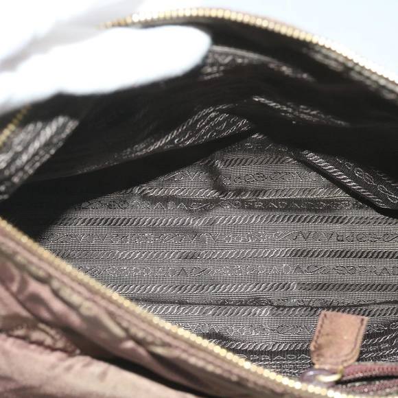 PRADA Quilted Chain Shoulder Bag Nylon Brown Auth yk10527 - Picture 10 of 16